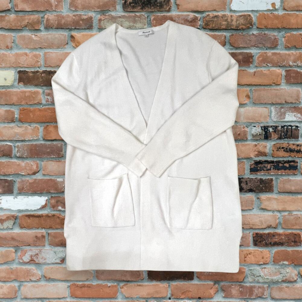 Madewell Women's Size L Cardigan Sweater Kent in Coziest Yarn Winter White Soft - Picture 5 of 10
